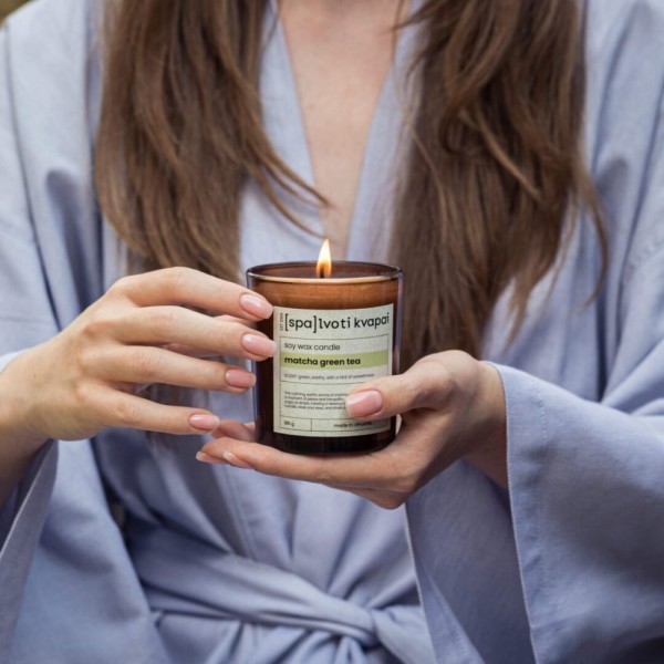 Sojų vaško žvakė "Matcha žalioji arbata" 180 g